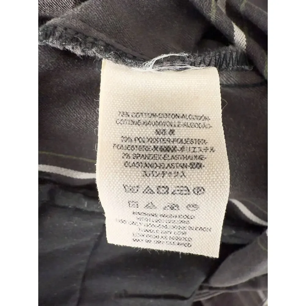 Free People Women Size 8 Checker Ankle Pants Gray Button Zip Cotton Blend Casual